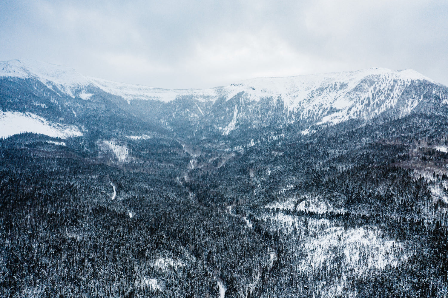 Vue du ciel du Mont Lyall. Photo par Dylan Page / FQME