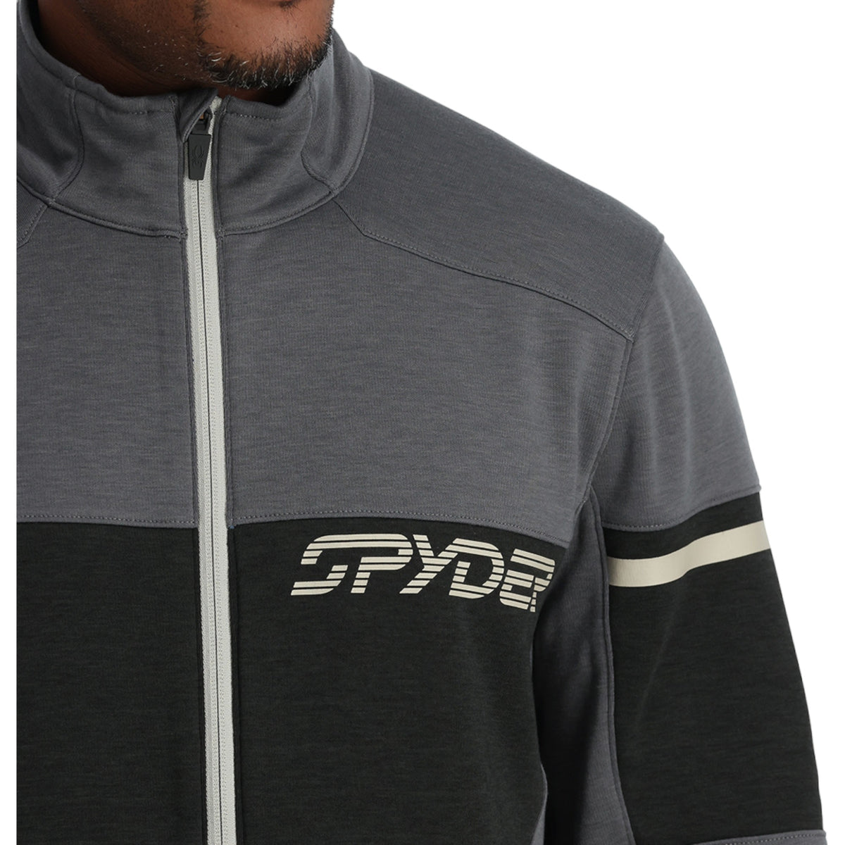 Spyder, Wengen encore full zip fleece jacket men ebony grey Ski Wear