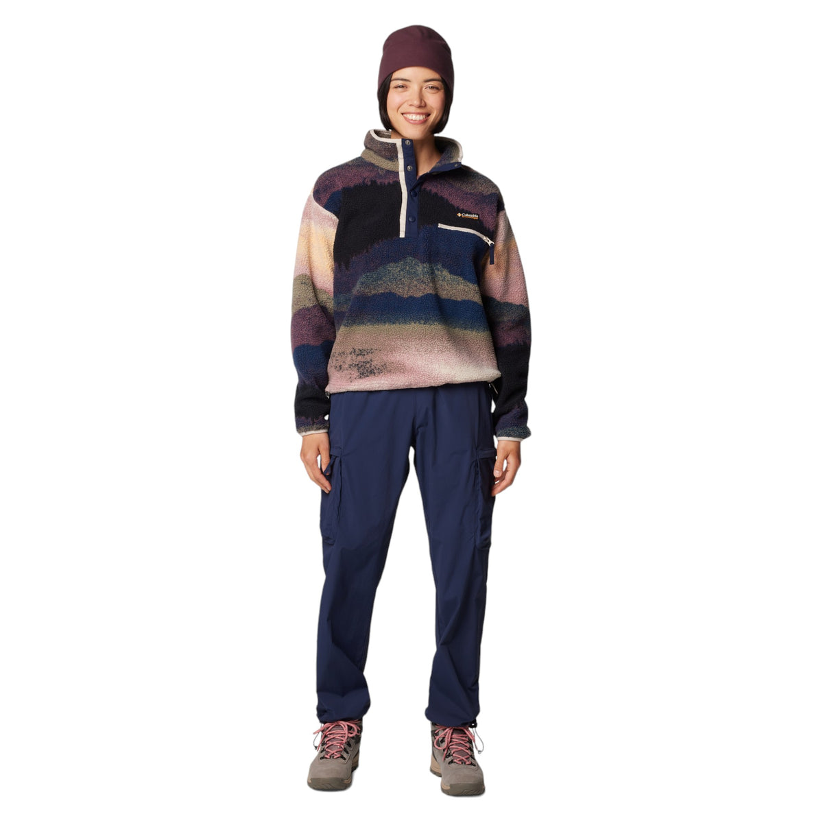 Helvetia II Printed Cropped Half Snap Fleece Women Pullover