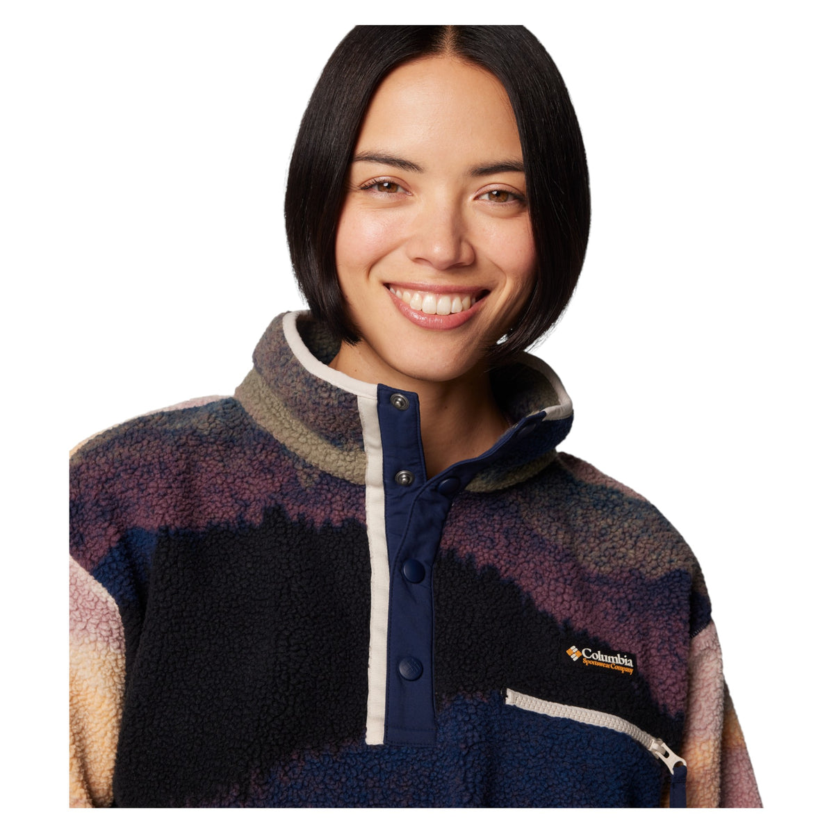 Helvetia II Printed Cropped Half Snap Fleece Women Pullover