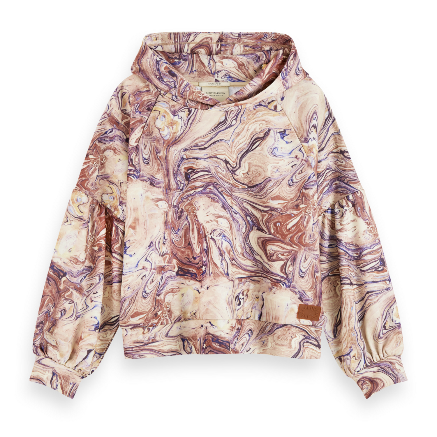 Marble Printed Hoodie Women Long-Sleeved Shirt