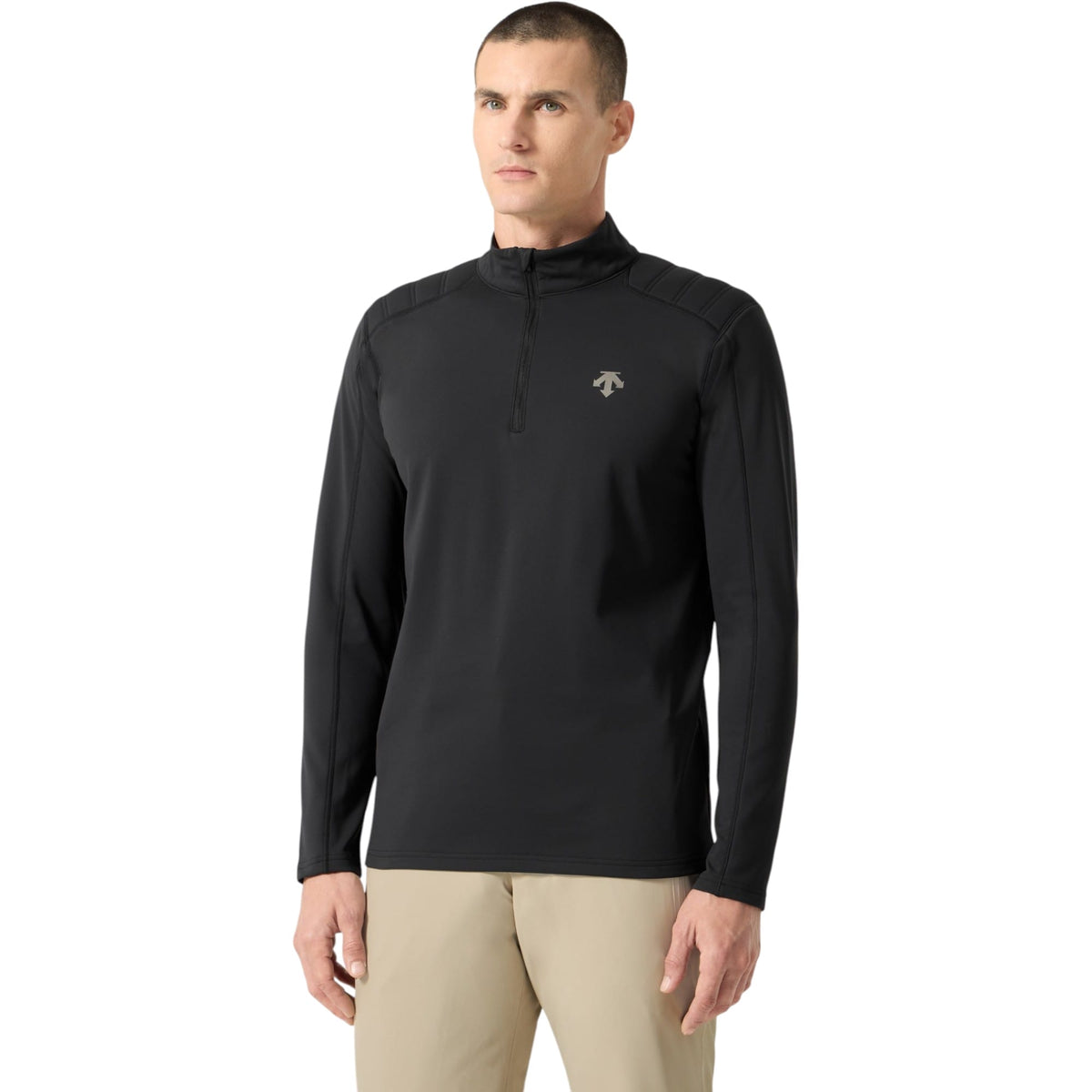 Quilt T-neck Men Long-Sleeved Shirt