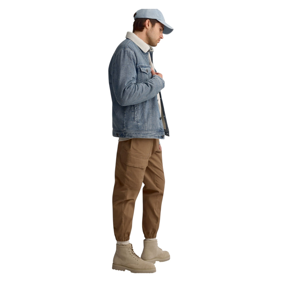 Chemise Denim avec Col en Sherpa Homme
