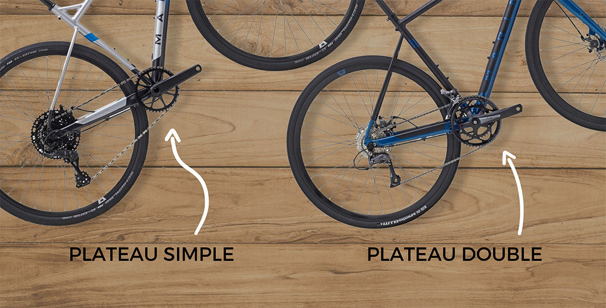 Un vélo avec un plateau simple et un vélo avec un plateau double